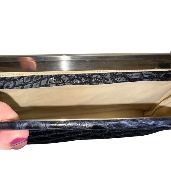 Purse / Tardini / Alligator Leather / Clutch / Shoulder Bag / Black / Authentic - Picture 6 of 12